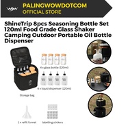 ShineTrip 8pcs Seasoning Bottle Set 120ml Food Grade Glass Shaker Camping Outdoor Portable Oil Bottl