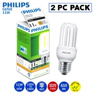 2 PC Pack | Philips Genie Energy Saver | 11W=60W | E27 | 220-240V | 50-60Hz | 610IM | Warm White