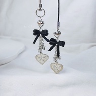 GANTUNGAN HP Bee Studios | Midnight Heart Keychain Phone Charm 田 Keychain Aesthetic Grunge Gothic Y2