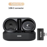 BOYA Omic-U/Omic-D Wireless Lavalier Microphone With Charging Case/Pro Noise Cancellation For iPhone 15AndroidLaptopLapel Clip-on Microphone For Vlog Interview Livestream and Podcast15H Battery