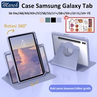 Casing Samsung Galaxy Tab S6 720 Rotate Flip Case A9 S9 Plus Autolock Foldable Cover S7 Plus S8 Plus S9 FE+ Acrylic Crystal Clear Protective Tablet Holde