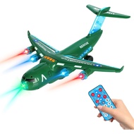 ele ELEOPTION Transport Airplane Toy Aeroplane Infrared Remote Control Plane Toys with Lights and Mu