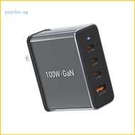 Psy 100W USB C Power Adapter With 4 Port Aluminum Alloy Fast Charging Adapter For Laptop Phones Tabl