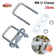 BEAUTY 2Sets Pipe U-clamp, Screw Iron Square Clamp, M6 Right Angle U-bolt With Baffle Squa Bolt