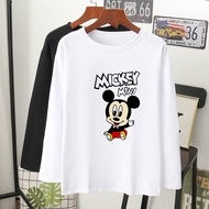 MICKEY MOUSE T-SHIRT Lengan Panjang Muslimah perempuan lelaki kain cotton baju tshirt labuh wanita laki longsleeve