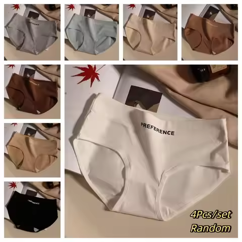 4Pcs High Waist Women Cotton Panties Set Cotton Crotch English Letter Female Cotton Briefs 4PCS Ling