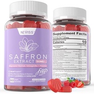 Saffron Supplements + Magnesium Glycinate + L-Theanine -Mood+Energy Gummies | 100% Pure Saffron Extr