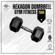 Hexagon Dumbbell 15KG Gym fitness dumbbell weight lifting Angkat berat Indoor muscle training