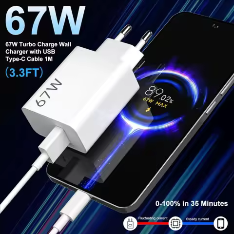6A 67W Turbo Fast Phone Charger For Xiaomi 12 13T 14T Pro 15 Ultra Redmi Note 12T 13 14 POCO X5 X6 X