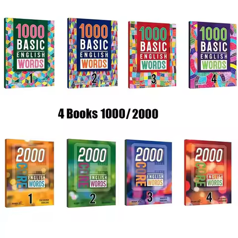 4 Books 1000/2000 Core English Words Primary School Common English Vocabulary Dictionary Book For Ki