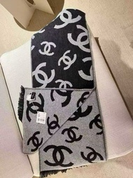 Chanel cc logo scarf grey 26c 深灰色 雙面 頸巾 圍巾 披肩