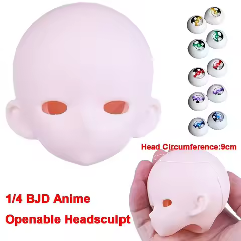 No Makeup Openable Bjd Head PVC Anime-Style 1/4 BJD Anime Headsculpt White Skin Bjd Head Makeup Prac