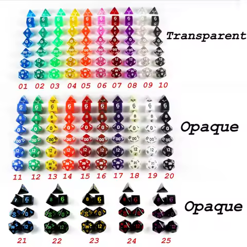 Wholesales 7pc/lot Dice Set D4,D6,D8,D10,D10%,D12,D20 25 Colors Different Color DND Game