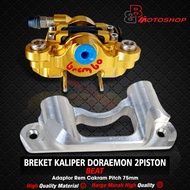2-Piston Doraemon Disc Brake Adapter 75mm Pitch Disc 220mm BEAT, vario, scoopy, spacy