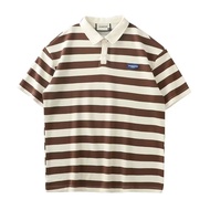 Men Top Striped Short Sleeve Polo T Shirt Men Casual Loose Korean Version Student Couple Collared Sh