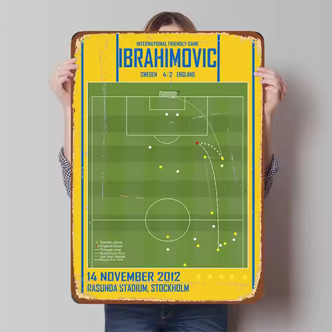 Zlatan Ibrahimovic Sweden 4-2 England 2012 International Friendly Goal Artwork Football Tin Sign Dec