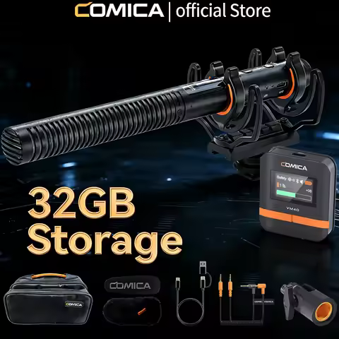 COMICA VM40 Super Cardioid 2.4G Wireless Shotgun Microphone 48kHz/32-bit 32GB Built-in Storage Mic f