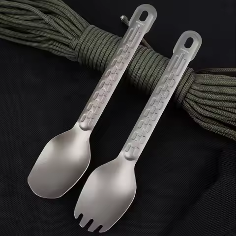 Titanium Spork Spoon Camping Dinner Spork Cutlery Flatware Outdoor Spork for Home Outdoor Camping Hi