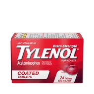 Tylenol Extra Strength Coated Tablets with Acetaminophen 500mg, Red, 24 Count