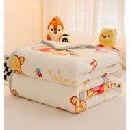 小熊維尼兒童牛奶絨毛毯保暖迪士尼卡通法蘭絨空調蓋毯午休小毯子