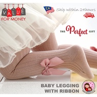 [MALAYSIA STOCK] 0-4Years old Baby Leggings Premium Cotton Tight Leggings Girl Legging with bow knot