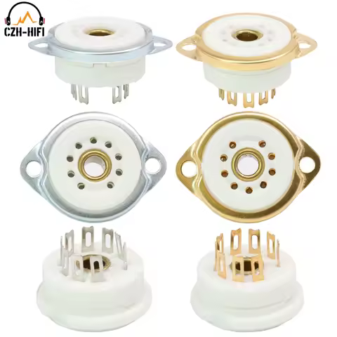 9pin B9A Vacuum Tube Socket Ceramic Valve Base Power Lamp Jack for 12AX7 EL84 5670 12AT7 Vintage Aud