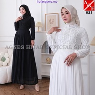 Gaun Putih Baju Raya 2025 Premium Terbaru Kaftan Dress Kembang Muslimah Elegan Jubah Abaya Haji Umra