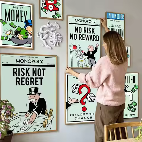 Monopoly Millionaire Dollar Money Classic Vintage Posters Whitepaper Prints Posters Artwork Kawaii R