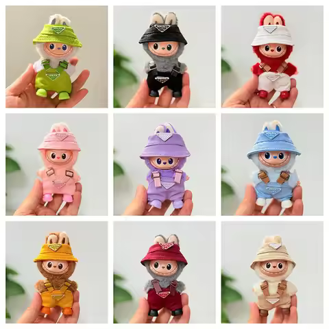 For Labubu 4.0 10cm Mini Dolls Clothes Overalls Set Labubu V4 Outfits Clothing Acessories DIY Christ