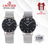 J.Bovier La Belle Collection Couple Watch Jam Tangan (Silver Case & Mesh) Free Nylon Strap (B23-1500