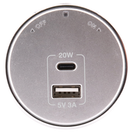 เต้ารับPower Track 1C+1USB A PD20Wสีเงิน