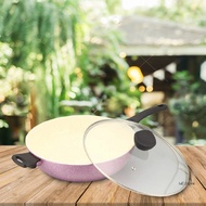 32cm Die Cast Aluminium Stir Fry Wok With Non Stick Ceramic Coating (Toughened Glass Cover)