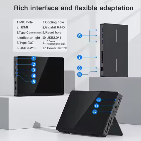 SZBOX 7" Mini PC Alder Lake N200 Windows 11 DDR5 NVMe SSD Touch Screen WiFi6 BT5.2 Portable Desktop 