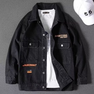 Echo Ridge  Men's Jacket Simple Fashion Embroidered Letter Design Loose Casual Denim Jacket