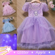 3Colors Elsa Frozen Kuromi My Melody Short Sleeve Dress For Kids Girl Blue Purple Pink Baby Gown Halloween Christmas Outfits