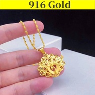 【Malaysia Ready Stock】chain Gold 916 Original Malaysia Necklace for Women Korean Jewellery Open Scre