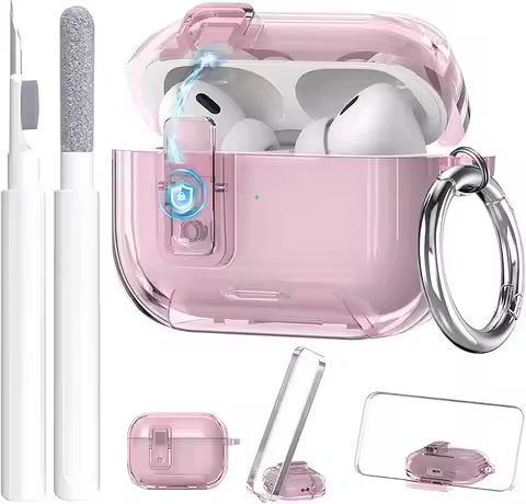 Clear Lock Case for Airpods Pro 3 Soft TPU Magnetic Automatic Lock for AirPod 4 with Lock Phone Stan