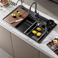 ST&amp;💘Jiumuwang FamilyJMOOWOThickenedSUS304Stainless Steel Sink Double Slot Nano Coating Drop-in Sink Kitchen Large Single