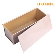 CHEFMADE Non-Stick Toast Mould with Slide Cover Bakeware Carbon Steel Toast Box Rectangle Loaf Bread Pan Baking for Oven 903g Gold CM6007