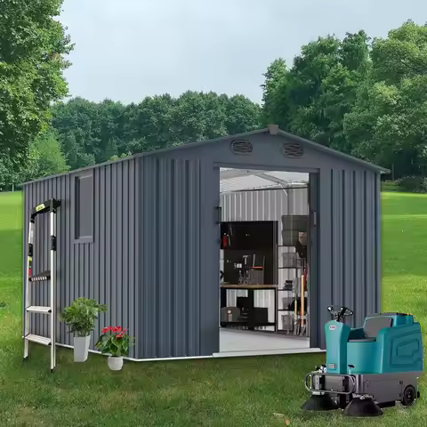 Outdoor Storage Shed 8x10 FT with Window - Metal Sheds & Outdoor Storage for Motorcycle, Bike, Garde
