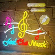 Light Up Your Music Classes for Wall Decor Musical Notes Neon Sign Feel the Music Neon Sign