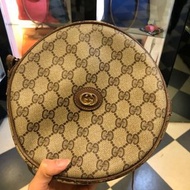 正品 現貨 超甜價 古馳Gucci 真品 vintage pvc logo 古董包 圓餅包 斜背包