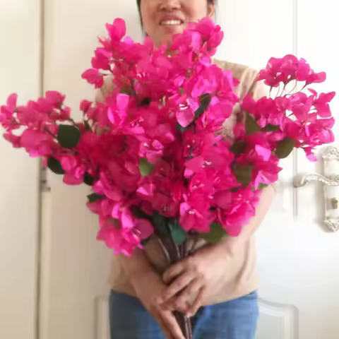 10pcs Silk Bougainvillea Glabra Artificial Fake Rose Red bougainvillea spectabilis Flower Branches 3