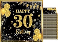 Pack of 20 Napkins 30th Birthday Boy, 33 x 33 cm Black Gold Paper Party Napkins Table Decoration for