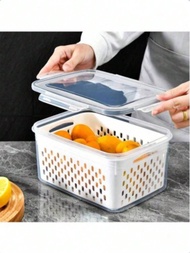 3 Sizes Refrigerator Storage Containers With Lids, Stackable Food Storage Boxes, Detachable Drain Ba