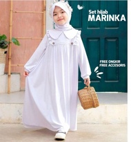 Inara Setelan Gamis Anak Warna Putih 1-10 Tahun Baju Manasik Anak Tk Gamis Syari Anak 2024