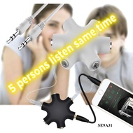 Headphone Splitter, 5-Jack 3.5 mm Audio Headphone Splitter Stereo Audio Headset Adapter