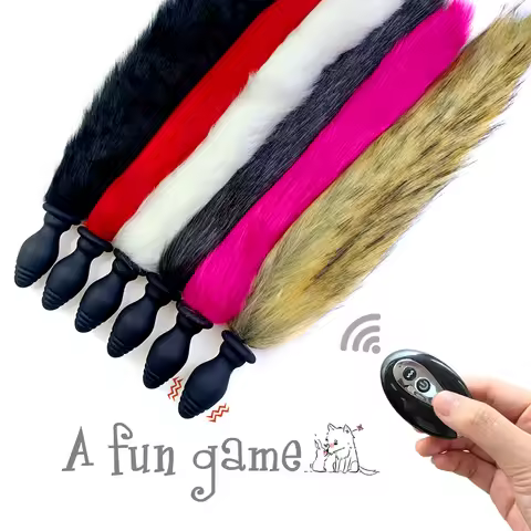 1pcs, Vibrating silicone tail anal plug, Role-playing animal games, Vibrators, Anal extension exerci