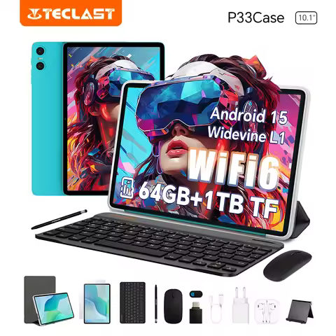 Teclast P33Case 10.1" Tablet Android 15 9GB(3+6GB) RAM 64GB ROM Allwinner A333 P33 Case/Keyboard/Mou