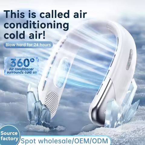2025 New Neck Fan Portable Fan Bladeless Neck Fan Wearable Fan Cooling Fan Portable Air Conditioner 